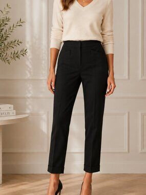 Club Monaco Black High Rise Slim Straight Cuffed Ankle Pants Size 6